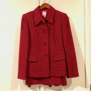 Anne Klein 2 red houndstooth suit